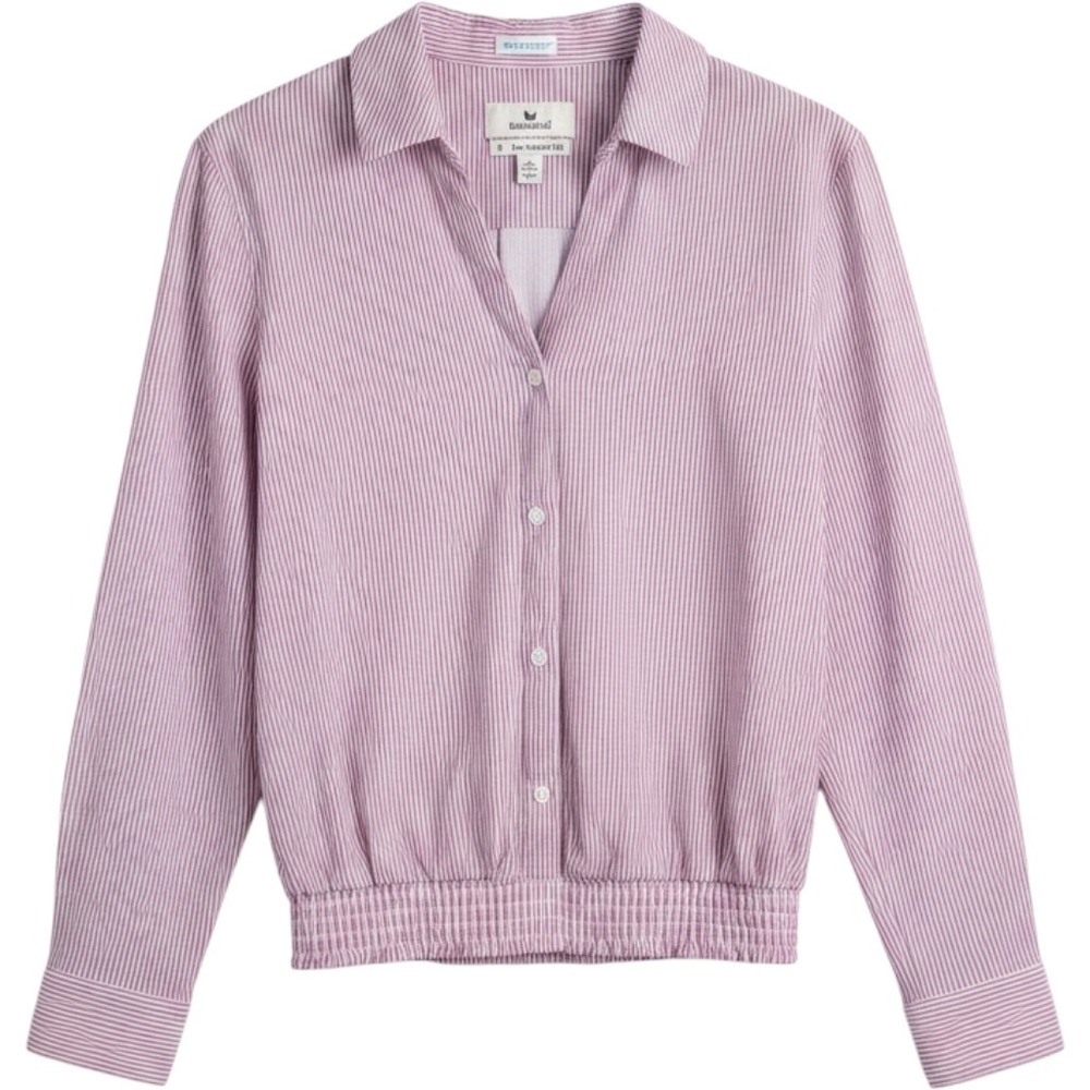 Buttercloth Pre-Tucked Fit Button Down Women's S Pink White Pin Stripe Shirt